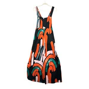 Anthropologie Bel Kazan Multicolor Abstract Print Button Straps Jumper Romper XS